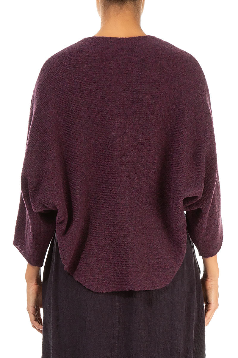 Rounded Mulberry Wool Cardigan