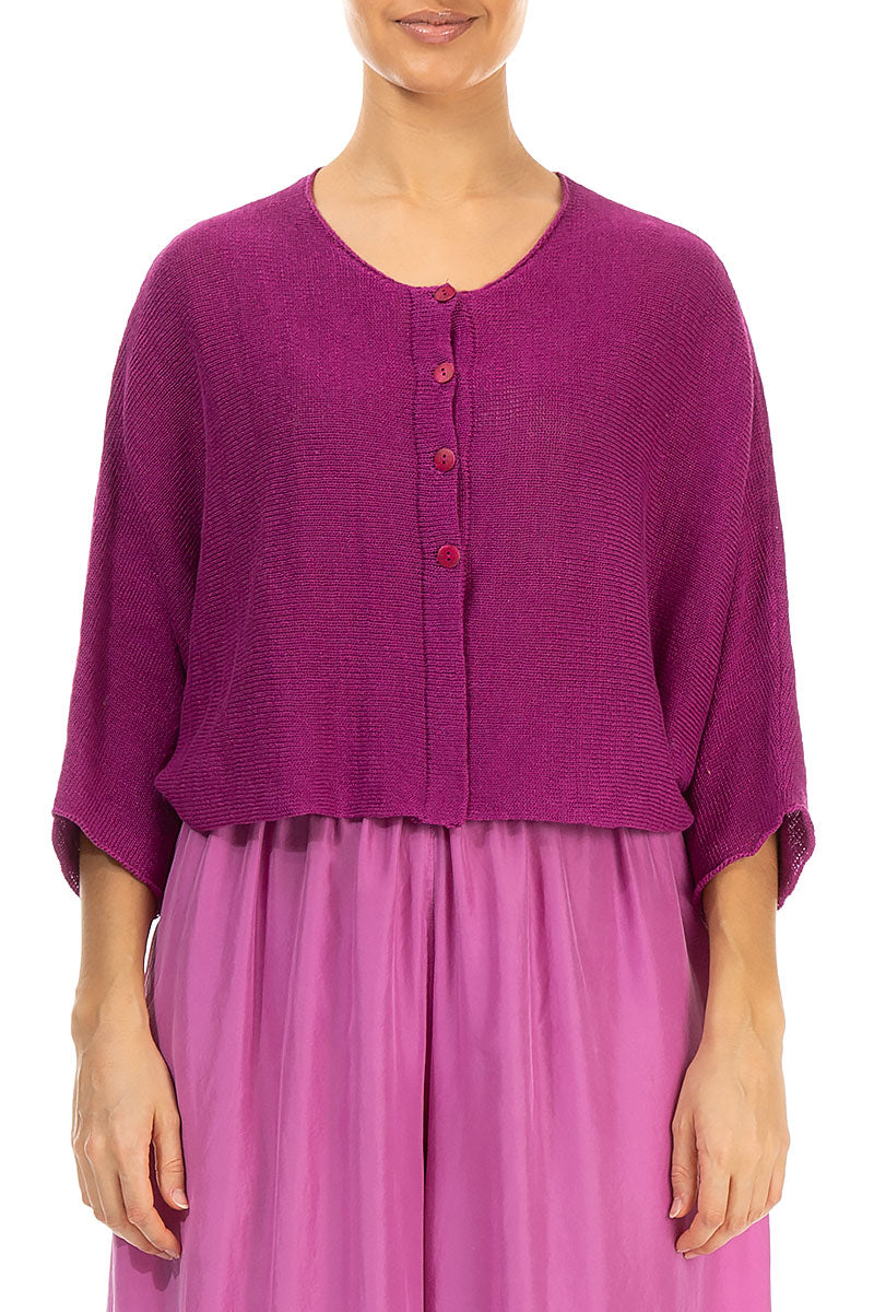 Rounded Orchid Linen Cardigan 1
