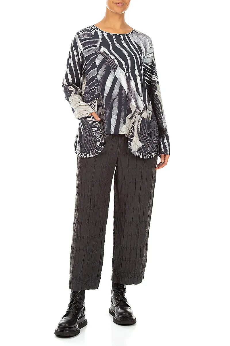 Rounded Pockets Wild Ink Cotton Blouse 4
