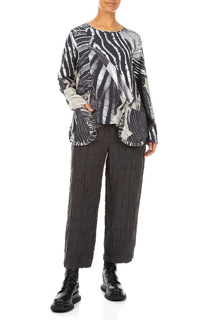 Rounded Pockets Wild Ink Cotton Blouse 4