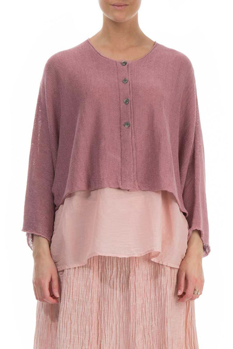 Rounded Rose Linen Cardigan