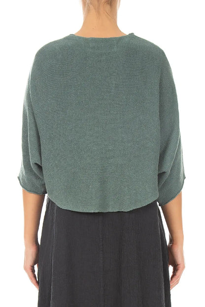 Rounded Sage Linen Cardigan 2