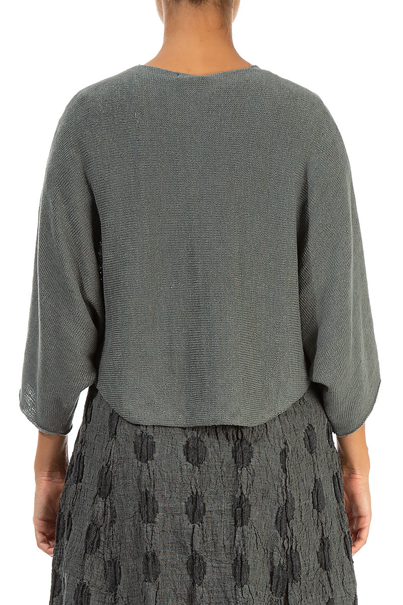 Rounded Sage Linen Cardigan