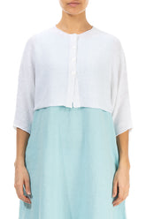 Rounded White Linen Cardigan 1