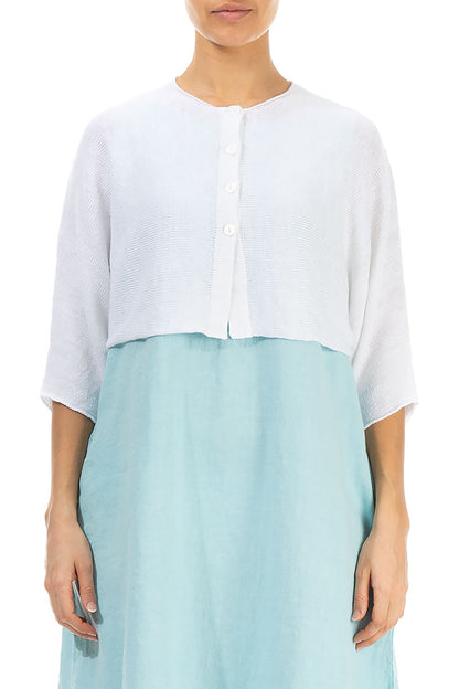 Rounded White Linen Cardigan 1