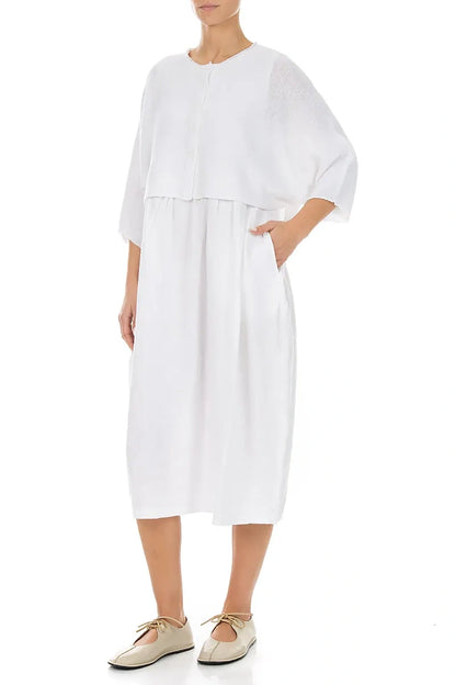 Rounded White Linen Cardigan 4