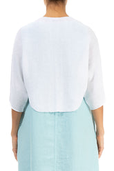 Rounded White Linen Cardigan 2