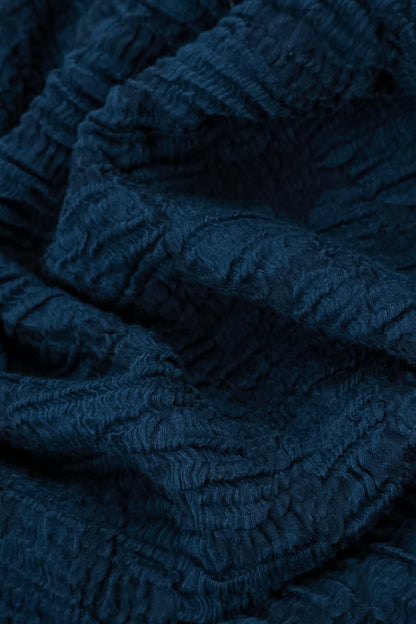 Royal Blue Circle Silk Linen Dress 5