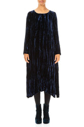Royal Blue Crumpled Silk Velvet Dress 2