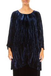 Royal Blue Crumpled Silk Velvet Tunic 1
