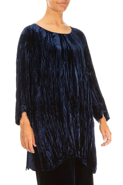 Royal Blue Crumpled Silk Velvet Tunic 3