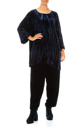 Royal Blue Crumpled Silk Velvet Tunic 4