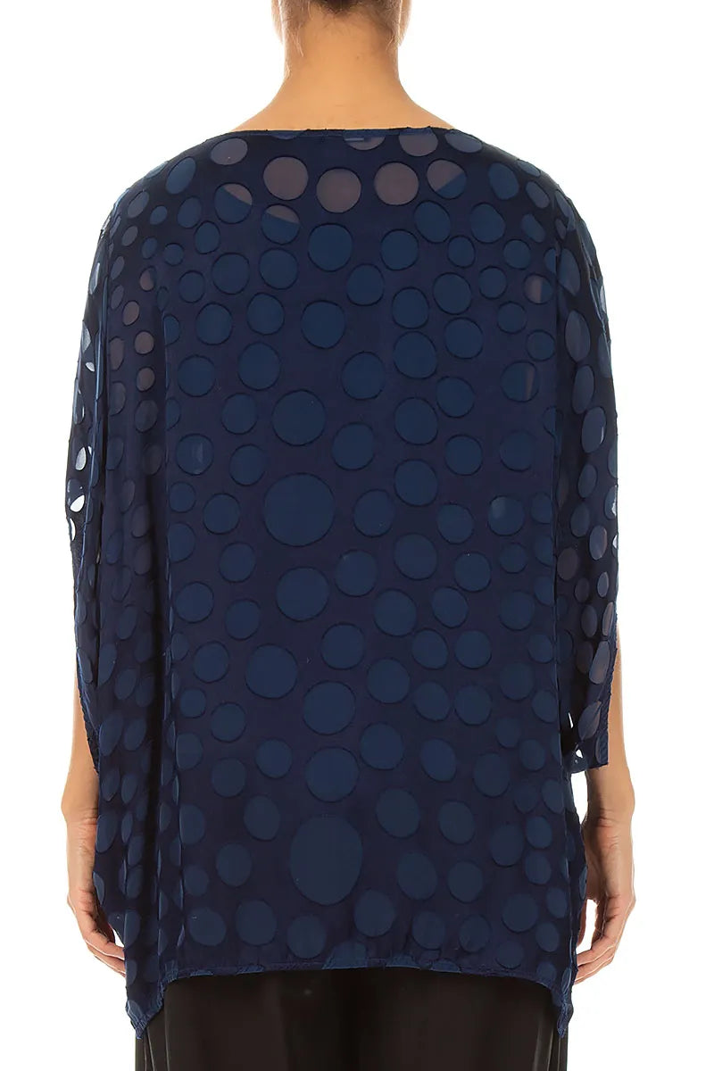 Royal Blue Devoré Bubble Silk Velvet Blouse