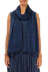 Royal Blue Devoré Feather Silk Scarf 1