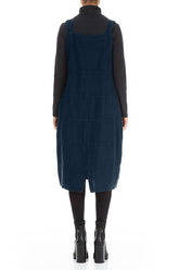 Royal Blue Linen Dungaree Dress 2