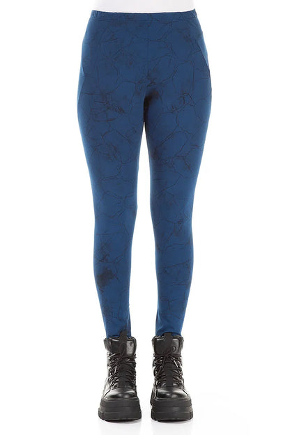 Royal Blue Marble Cotton Leggings 1