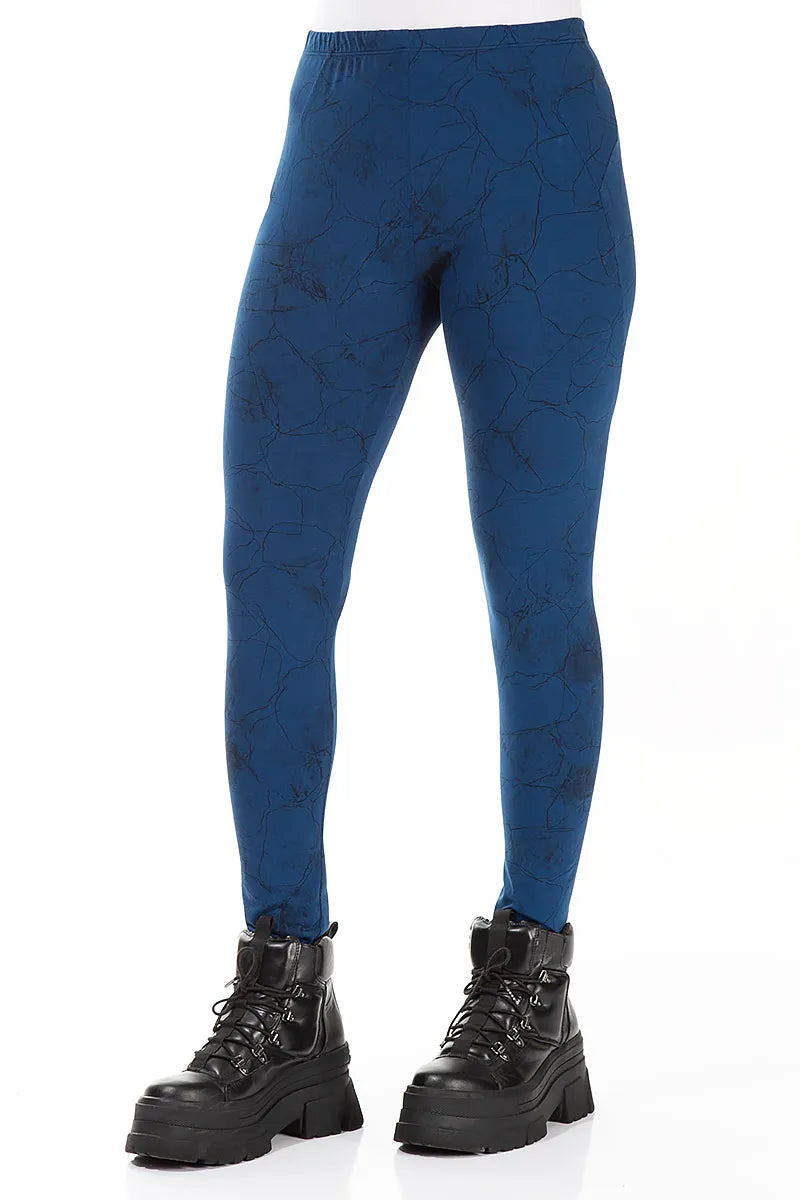 Royal Blue Marble Cotton Leggings 3