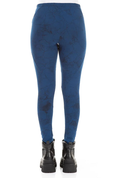 Royal Blue Marble Cotton Leggings 2