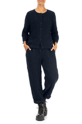 Royal Blue Mélange Linen Jacket Blouse 4