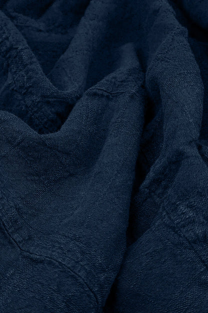 Royal Blue Patterned Linen Dungaree Dress
