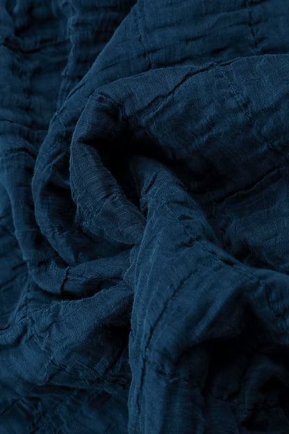 Royal Blue Pleated Silk Linen Blouse 5