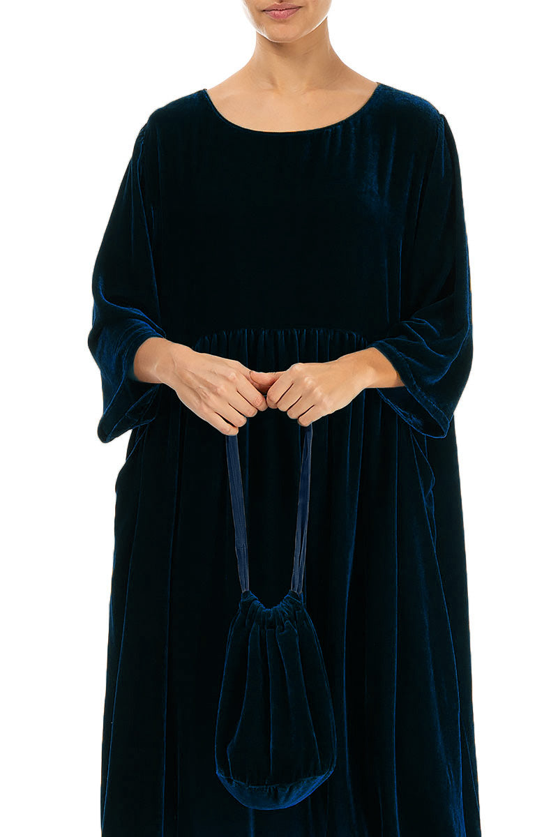 Royal Blue Silk Velvet Evening Hand Bag