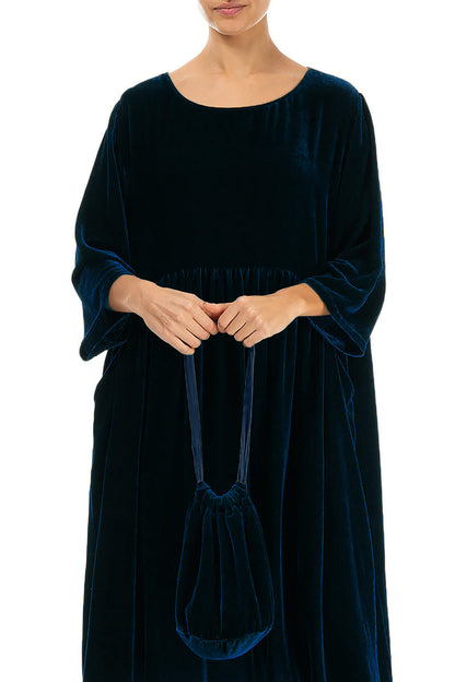 Sac à main de soirée en velours de soie bleu royal