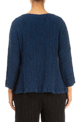 Royal Blue Textured Silk Linen Blouse 2