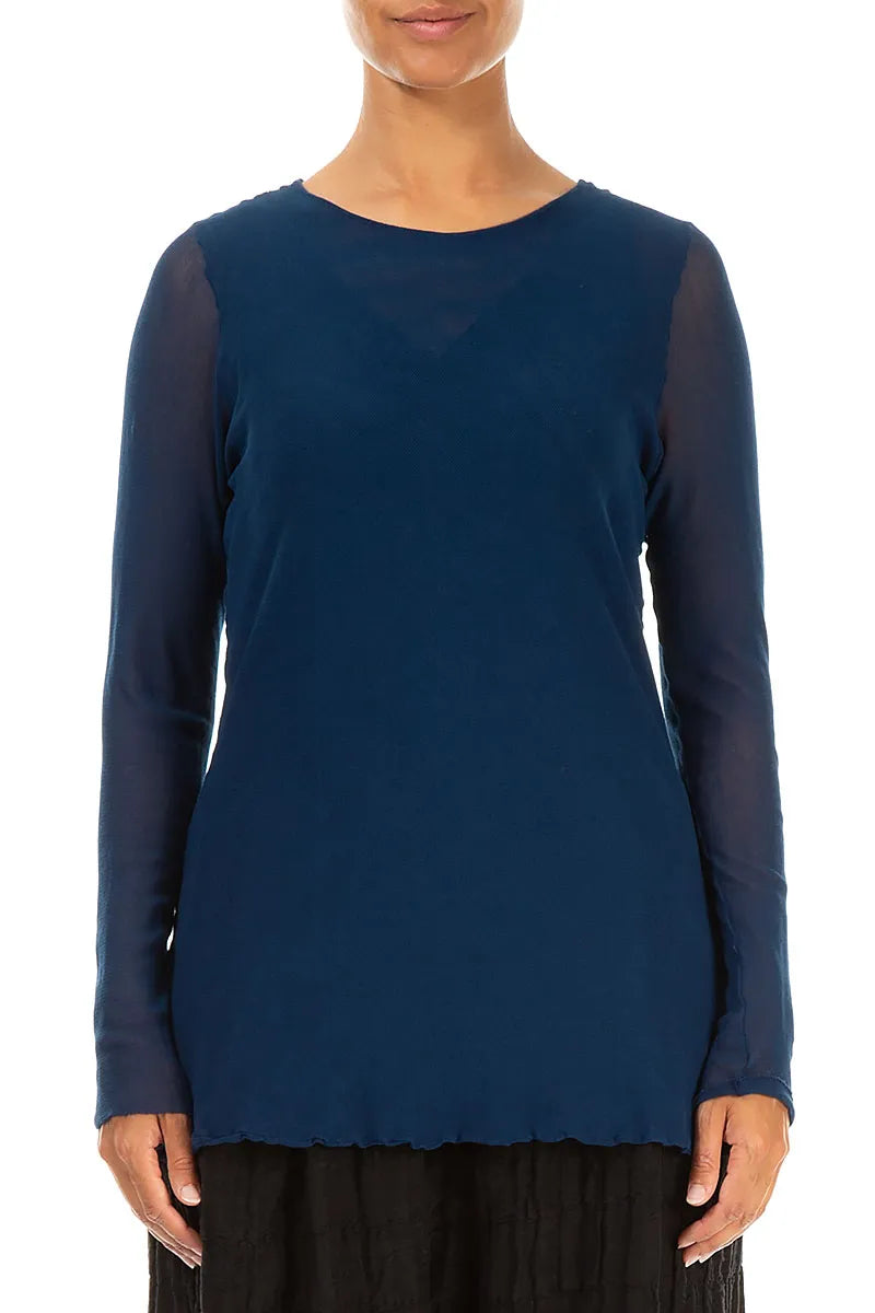 Royal Blue Mesh Soft Cotton Blouse 2