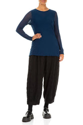 Royal Blue Mesh Soft Cotton Blouse 5