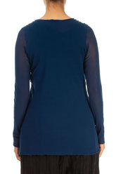 Royal Blue Mesh Soft Cotton Blouse 3