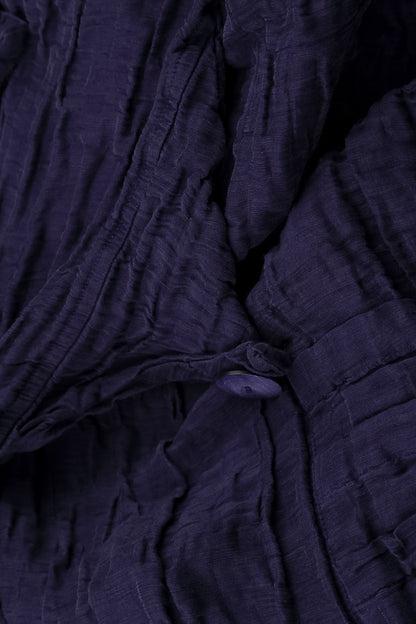 Royal Purple Crinkled Silk Linen Dungaree Dress 5