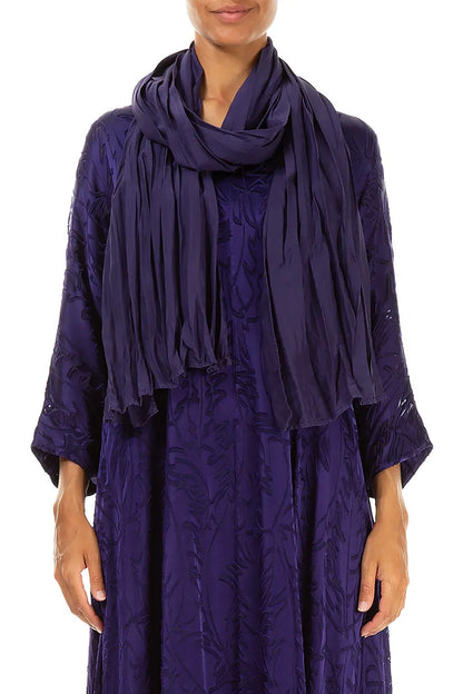 Royal Purple Crumpled Silk Bamboo Scarf 1