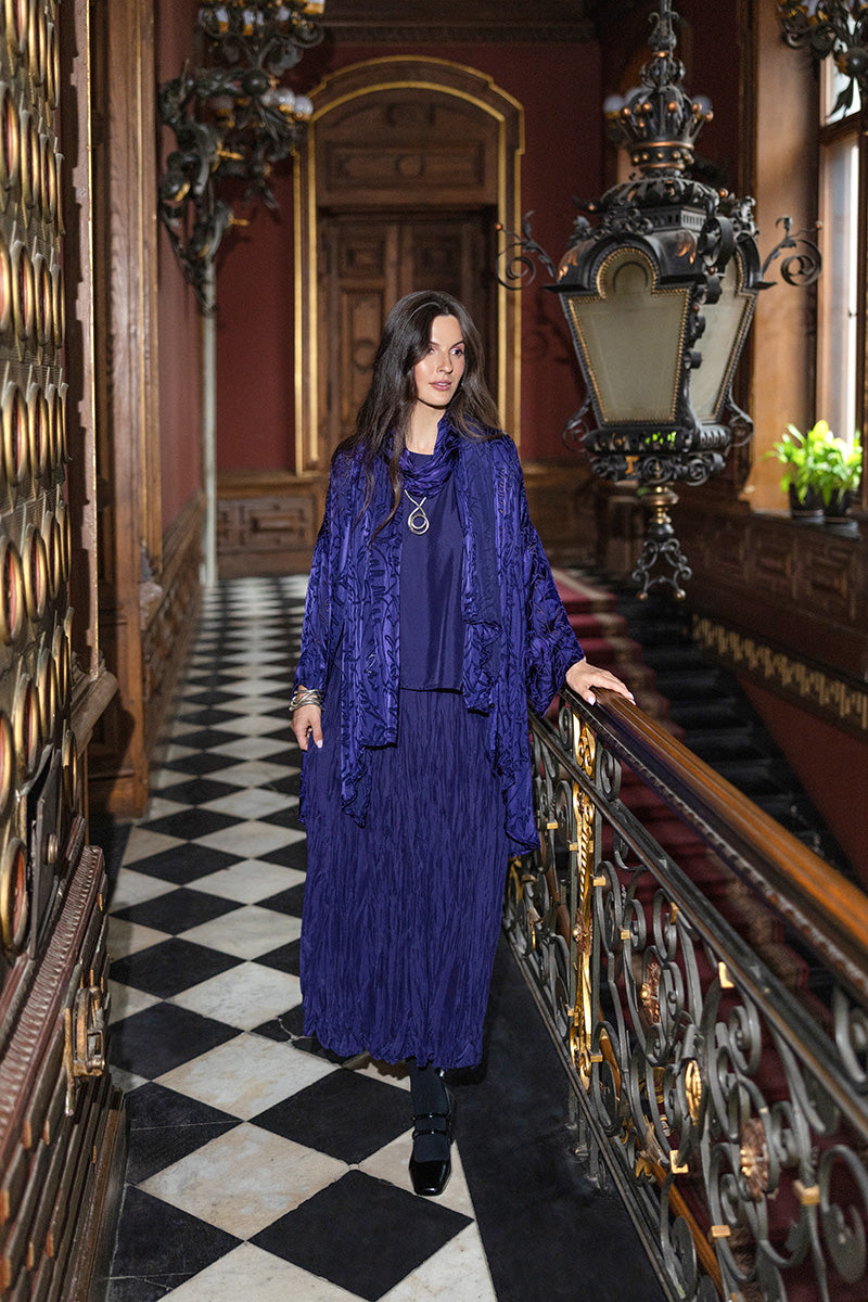 Royal Purple Crumpled Silk Bamboo Skirt 6