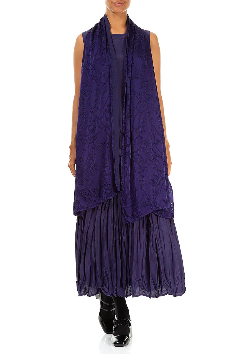 Royal Purple Devoré Feather Silk Scarf 2