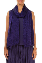 Royal Purple Devoré Feather Silk Scarf 1