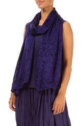 Royal Purple Devoré Feather Silk Scarf 3