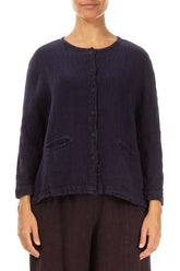 Royal Purple Mélange Linen Jacket Blouse 1