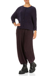 Royal Purple Mélange Linen Jacket Blouse 4