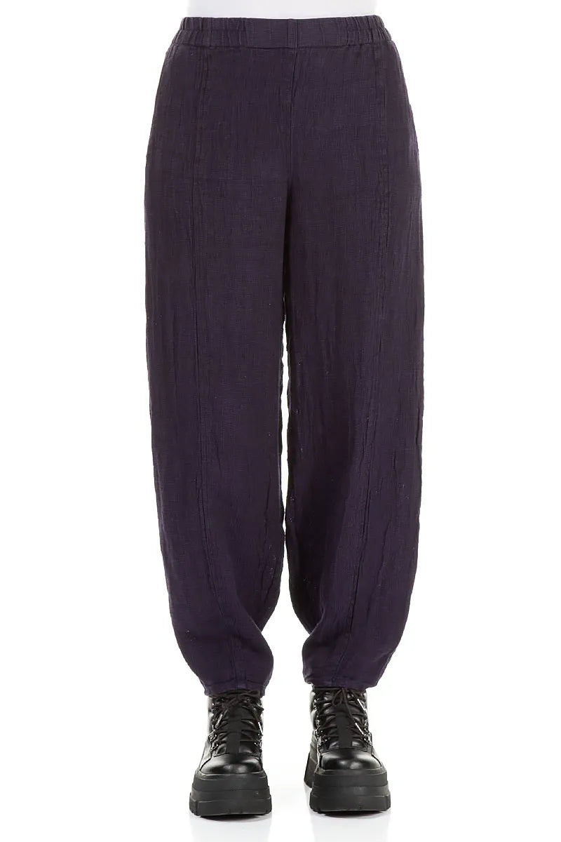 Royal Purple Mélange Linen Trousers 1