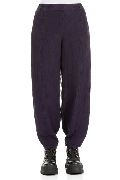 Royal Purple Mélange Linen Trousers 1