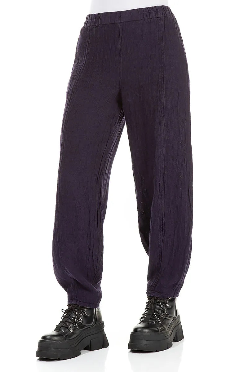 Royal Purple Mélange Linen Trousers 3