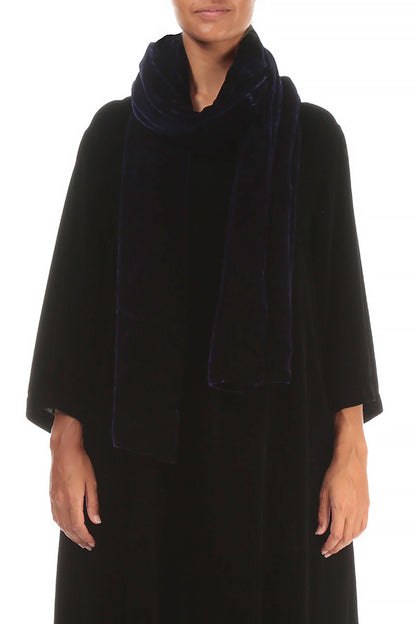 Wide Royal Purple Silk Velvet Scarf 1