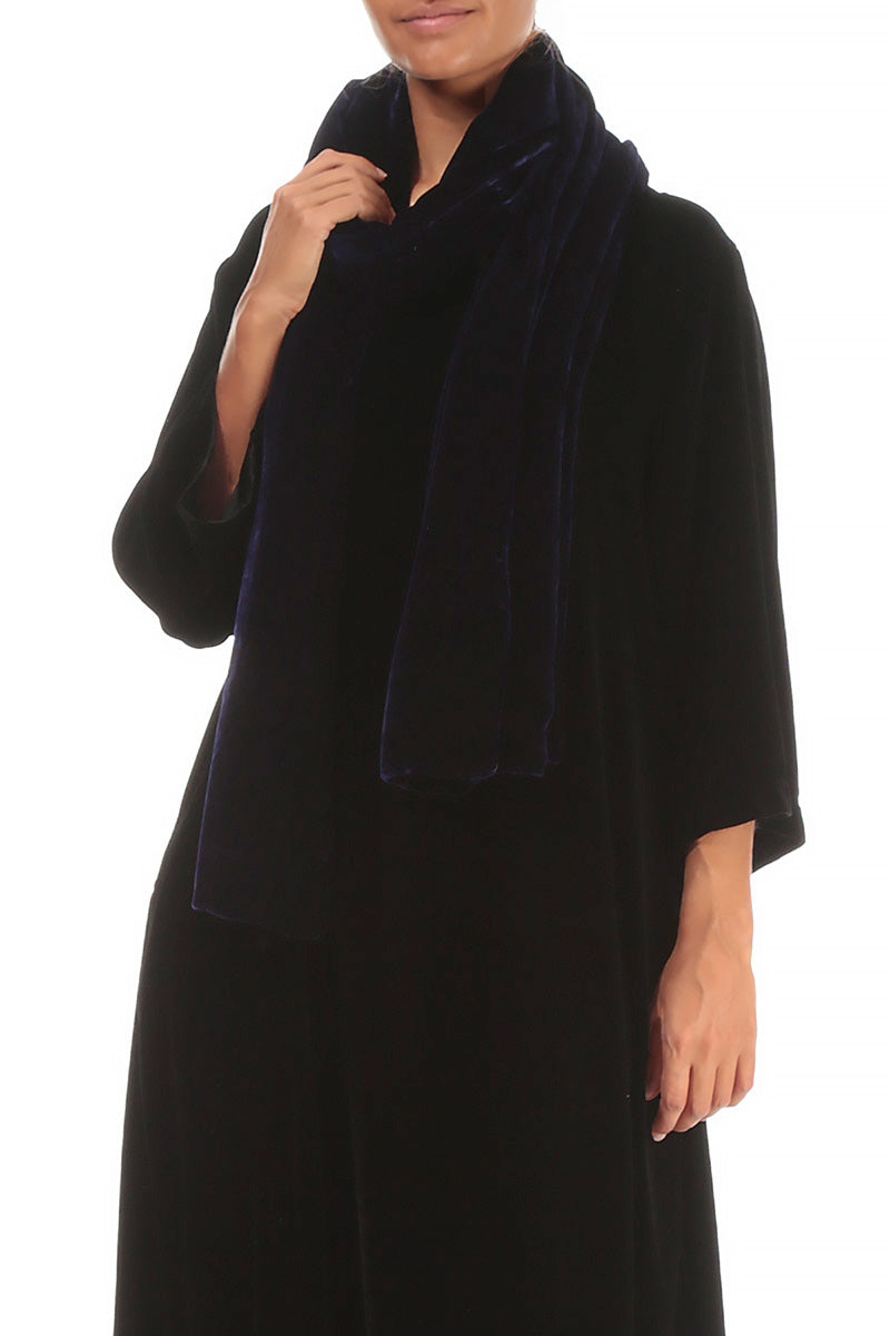 Wide Royal Purple Silk Velvet Scarf 3