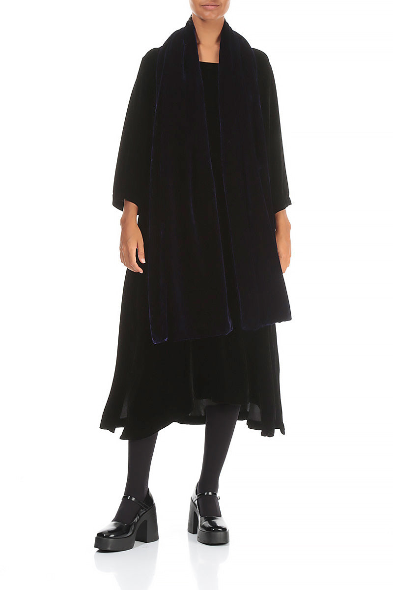 Wide Royal Purple Silk Velvet Scarf 2