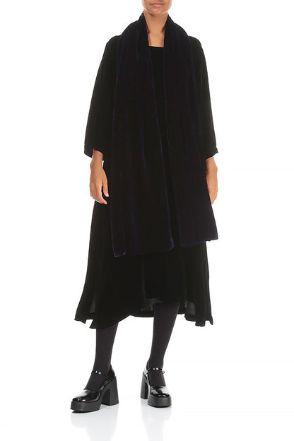 Wide Royal Purple Silk Velvet Scarf 2