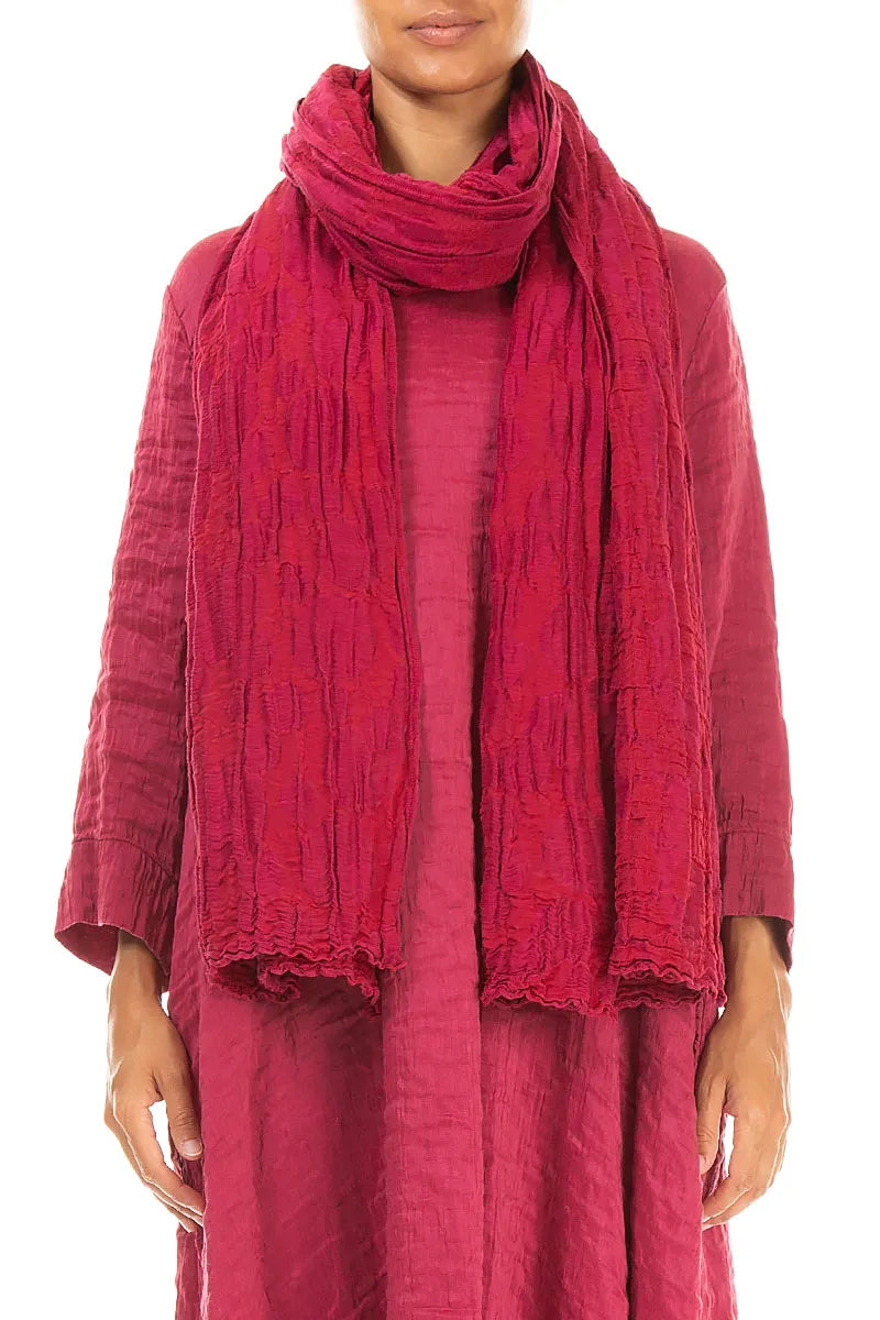 Ruby Circle Silk Linen Scarf 1