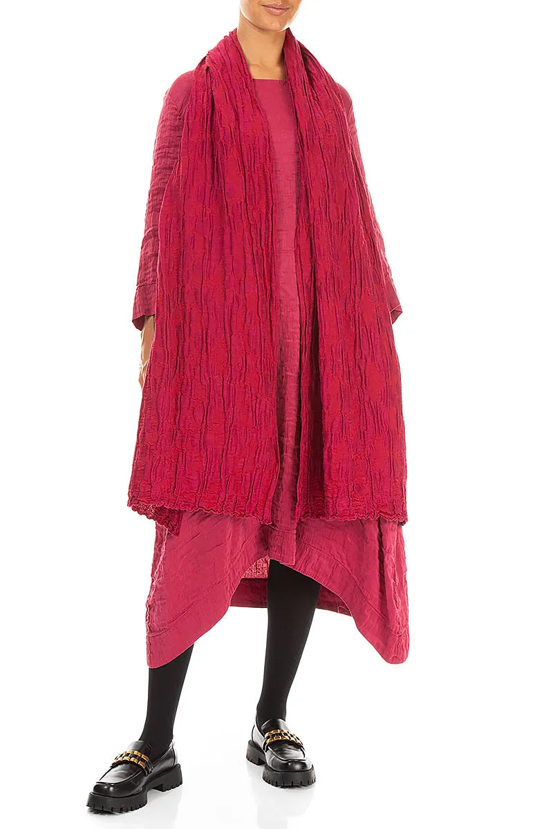 Ruby Circle Silk Linen Scarf 2