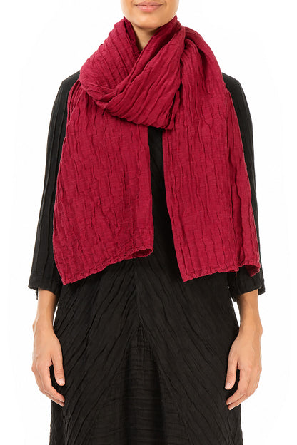 Ruby Crinkled Silk Linen Scarf