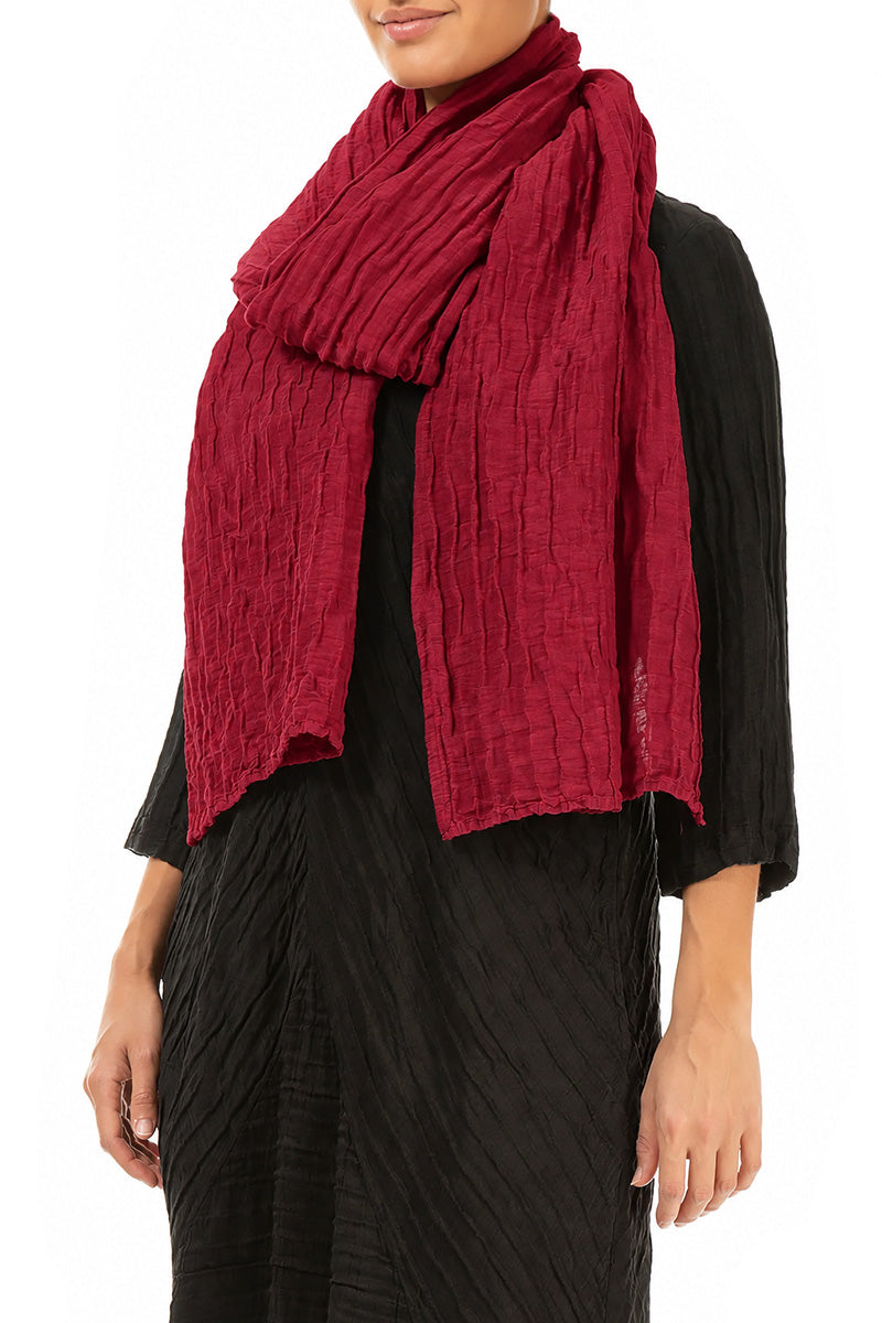 Ruby Crinkled Silk Linen Scarf